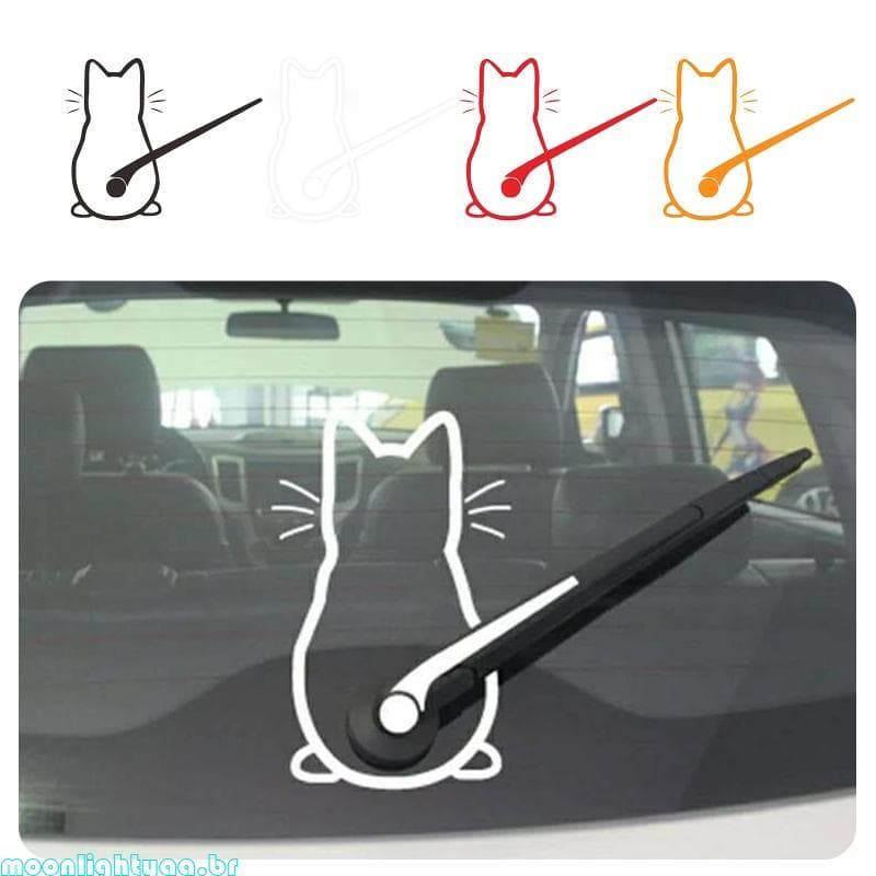 moonlightyaa1 Adesivo Cauda Gato Fofo Carro Decalques Para-Brisa Adesivos Ref