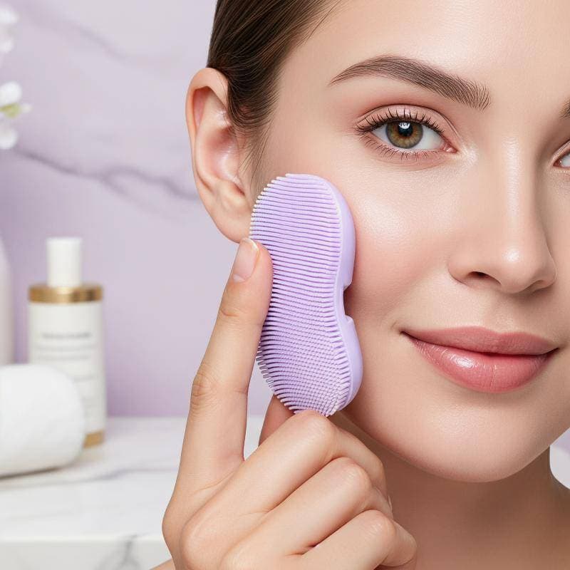 Escova De Limpeza Facial De Silicone Almofada Ergonômica Para Fácil Aderência , Lavagem Diária Segura E Esfoliação
