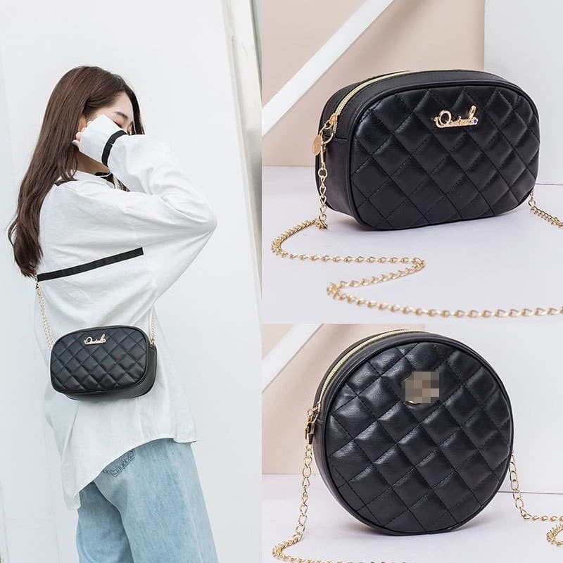 Bolsa de ombro bordada feminina bolsa redonda com corrente de diamante Mini bolsa quadrada pequena transversal para celu
