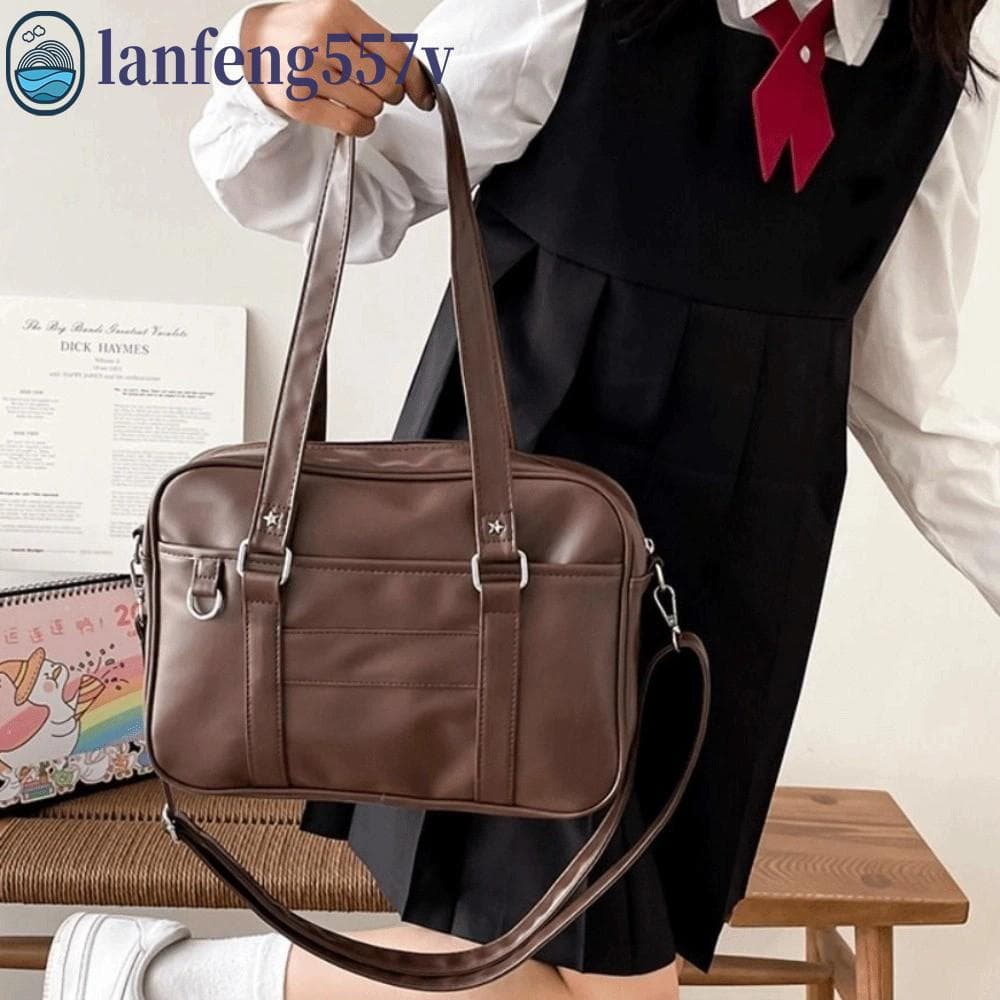 Bolsa Uniforme LANFENG JK , De Ombro Estilo Formal De Couro PU Para Deslocamento Computador Coreano De Cor Sólida