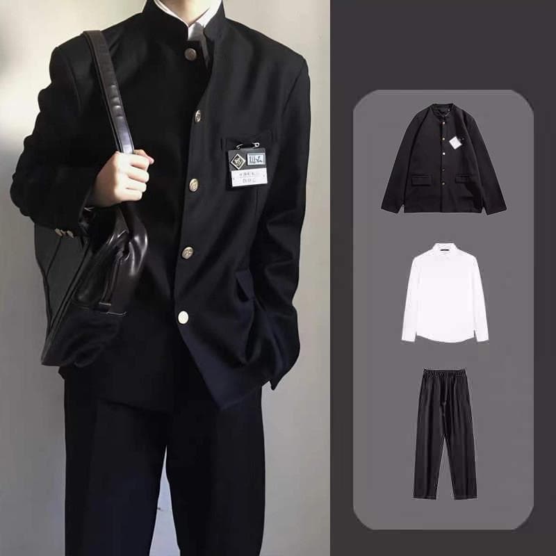 Primavera outono uniforme Casual Zhongshan terno masculino sangue quente uniforme universitário japonês solto terno jaqu