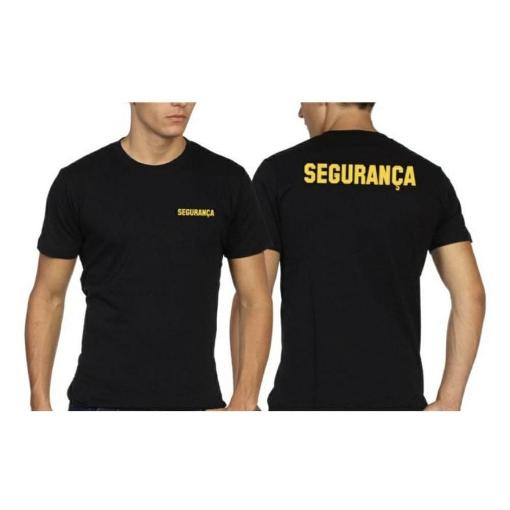 Camiseta Camisa Segurança  Blusa Preta Uniforme de Segurança Apoio Vigia 100% Algodão