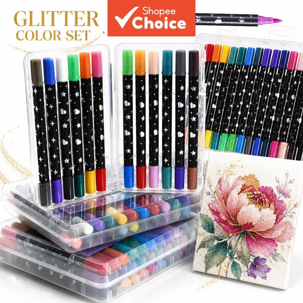 Canetas De Ponta Macia De Duas Cores Com Marcador De Glitter Para Arte DIY De Scrapbooking