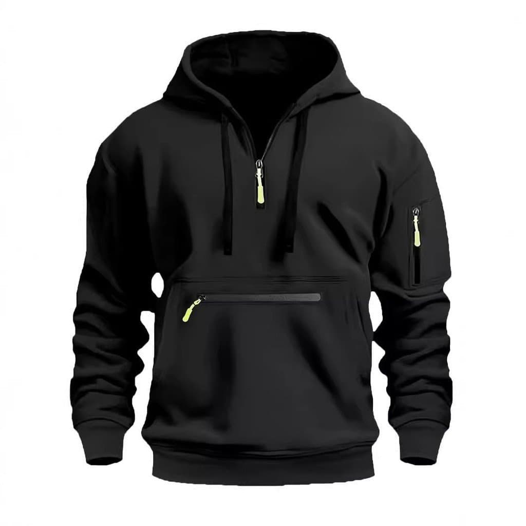 Cross-Border tamanho europeu outono inverno novo estilo moletom masculino com capuz zíper Multi-bolso pulôver esportes C