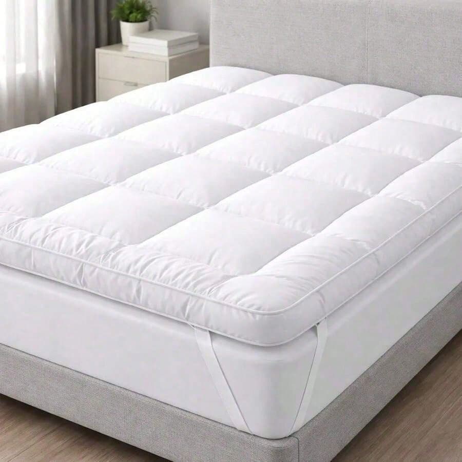 Pillow Top Matelado 400 Fios Pluma Ajustável Protetor De Colchão Macio Conforto Hotel Solteiro Casal Queen King