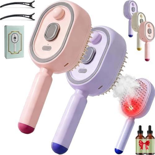 Escova de Massagem Elétrica com Almofada de Ar e Spray 2026, Escova a Vapor Elétrica para Cabelo, Escova a Vapor Recarre