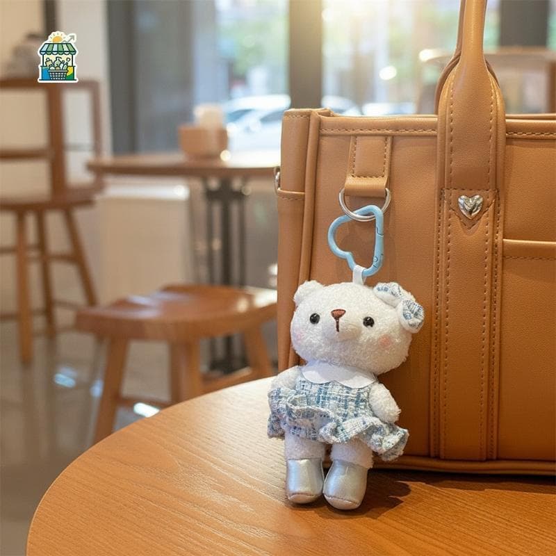 Pequeno Urso De Pelúcia Chaveiro Macio Recheado Dos Desenhos Animados Boneca Pingente Para Bapas Bolsa Charme Presente C