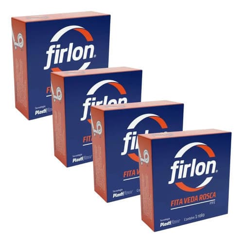 Kit 4 Fita Veda Rosca 12mm X 25 Metros Firlon Branco