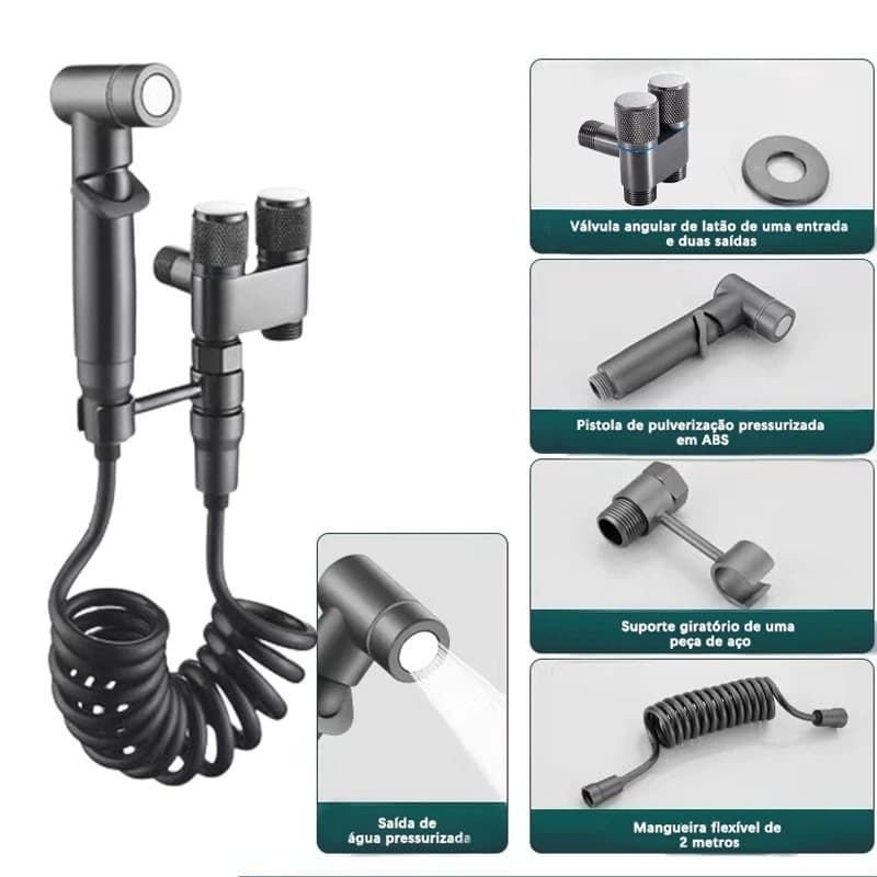 BANHEIRO Ducha Higiênica Duas Saídas De 1/2 Mm Com Registro Conjunto De Pulverizador
