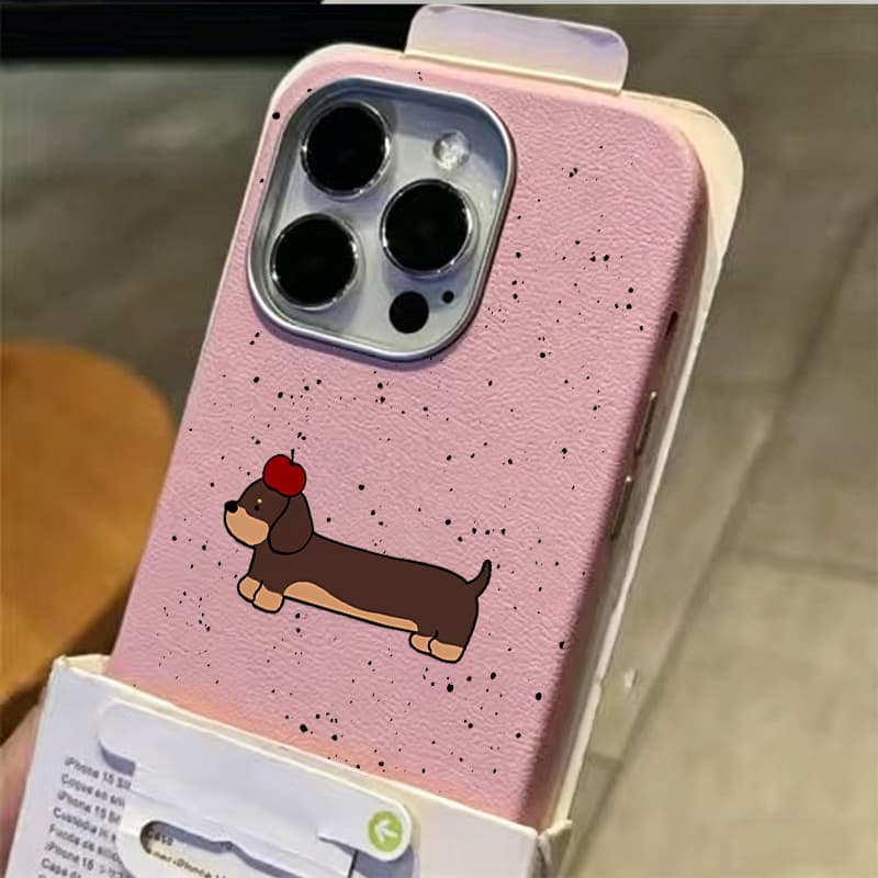 Capinha para iPhone 17/16/15/14/13/12 Pro Max Capa Resistente com Cachorro Salsicha, Proteção Total