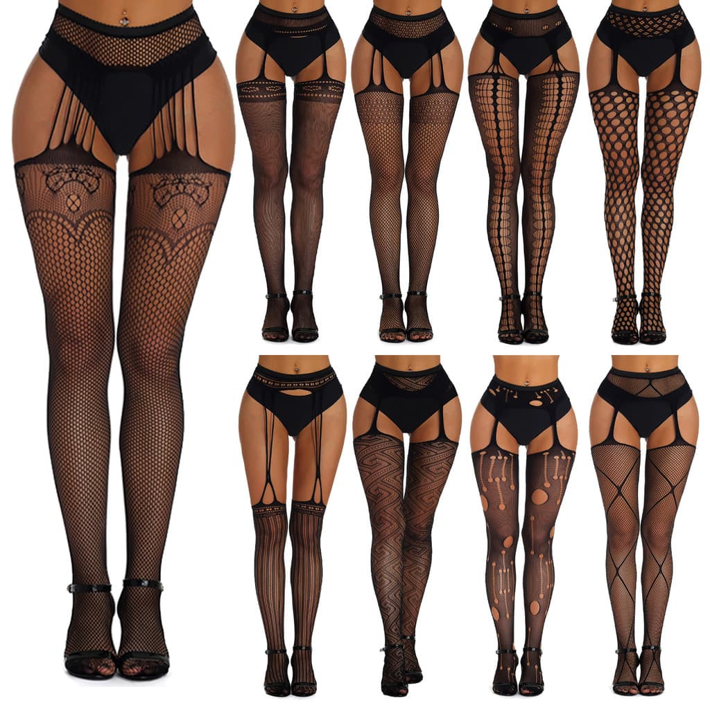Amazon feminino flertando divertido meias abertas de uma peça estilingue meias arrastão festa interior meias arrastão oc