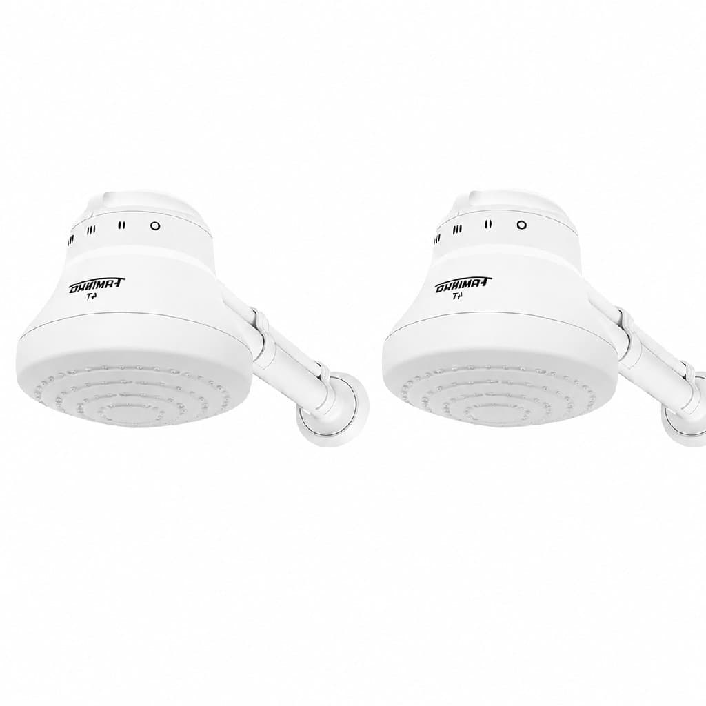 Kit 2 Chuveiros Elétricos Fixo Fame Faminho Branco Com Cano