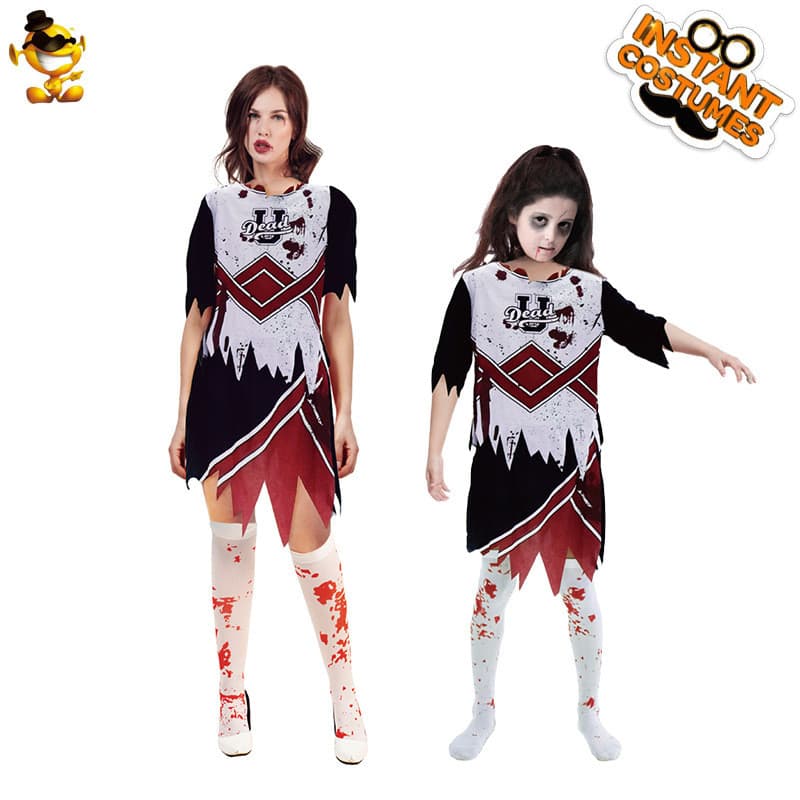 Crianças Halloween carnaval festa zumbis traje menina Horror Cheerleading traje vestido