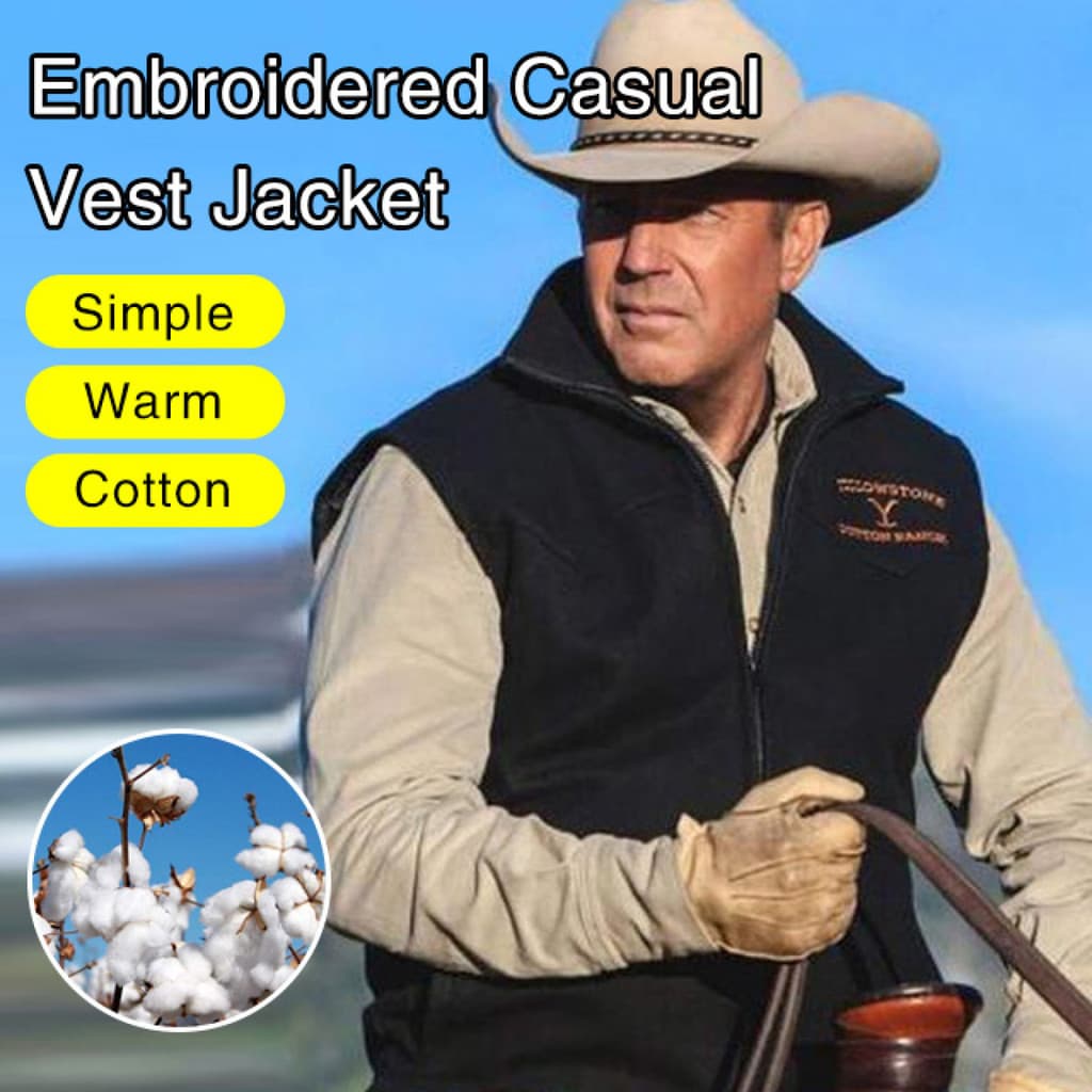 【Tendência Western】KKK---Embroidered Casual Vest Jacket Colete/Casual/Estilo Ocidental/Unissex