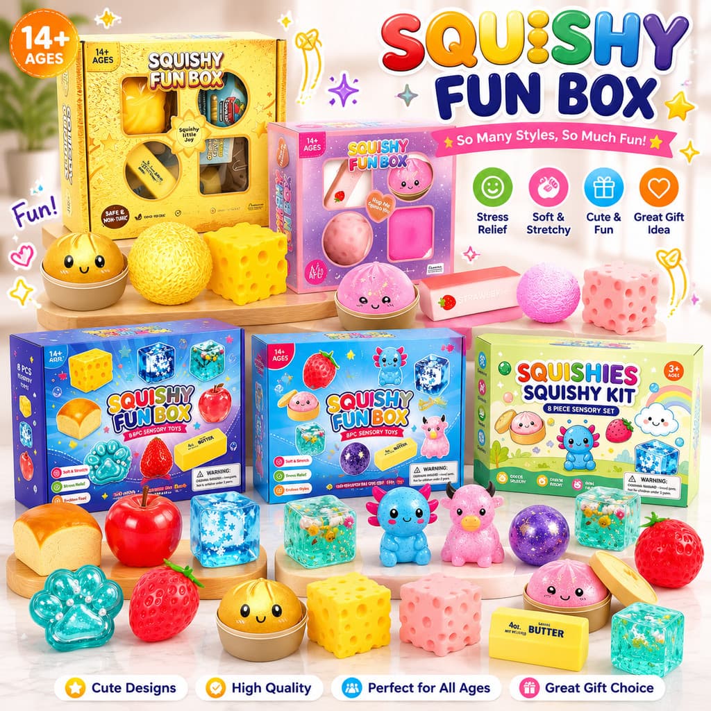8/6 Unidades Squishy Fun Caixa Brinquedos Sensoriais Squeeze Toys Conjunto De Presente Relaxante Para Crianças