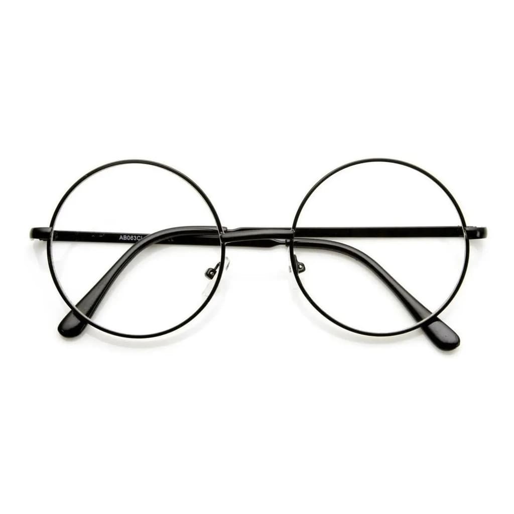 Óculos Armação Redonda Zoe Estilo Harry Potter Lente Sem Grau Preto