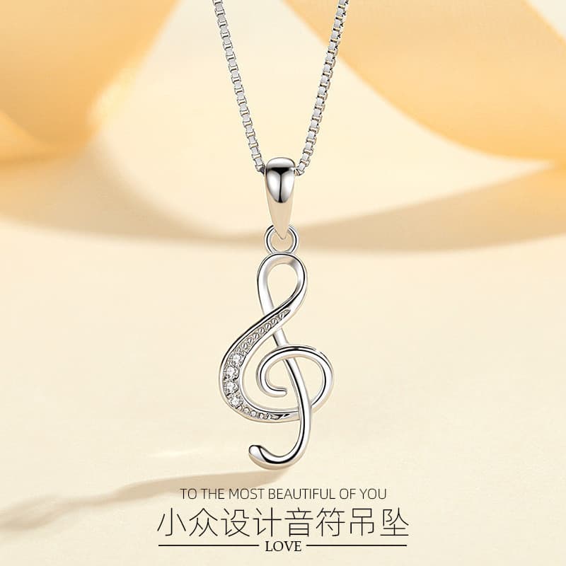 Colar com Pingente de Nota Musical para Mulheres, Estilo Coreano, Pingente de Nota Musical Ritmo do Amor
