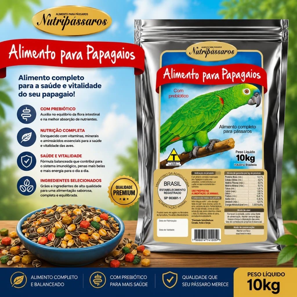 Ração Para Papagaio Nutripassaros 10kg
