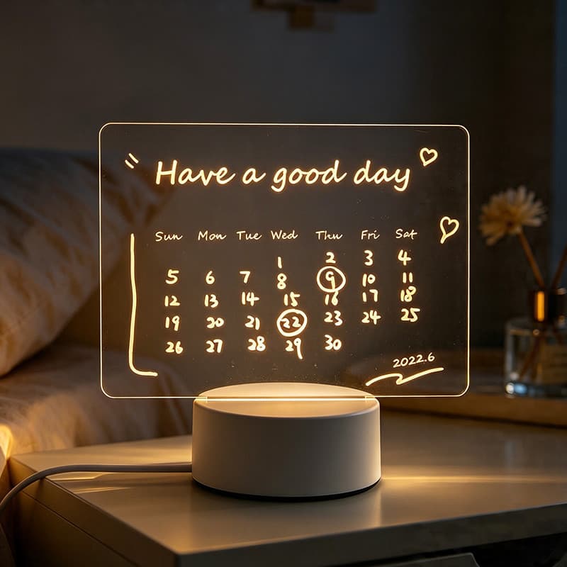 Luminária Lousa Led 3D Para Escrever Marcador Apagável Placa Recado Decoração Ambiente Doméstico
