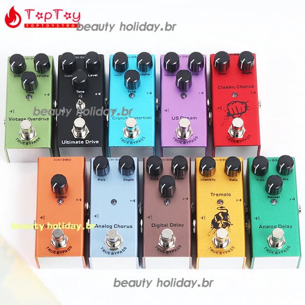 Pedal de Efeito Guitarra Elétrica Metal Distortion Mini Chorus Overdrive Tremolo Fase Profissional DC9V