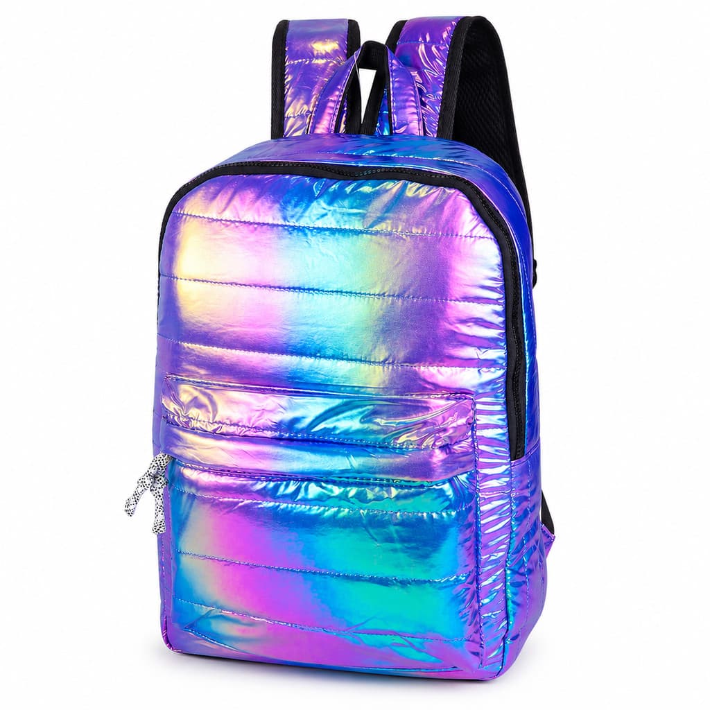 Mochila Holográfica Metalizada Escolar First 13L