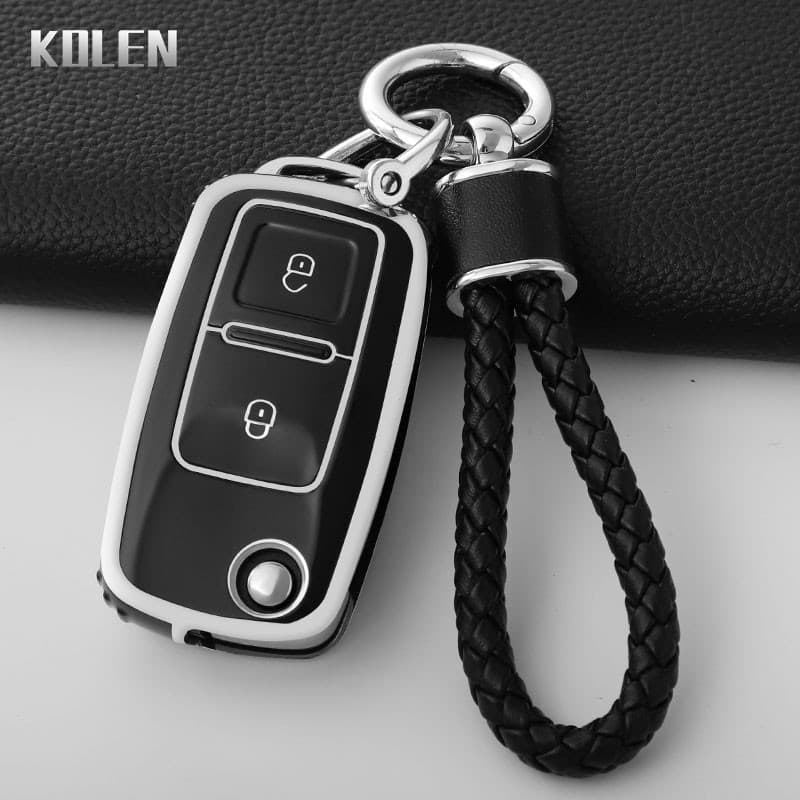 Capa para Chave de Carro com Chaveiro para VW Volkswagen Amarok Polo Golf 4 5 6 MK4 Passat B5 B6 B7 Acessórios 4299