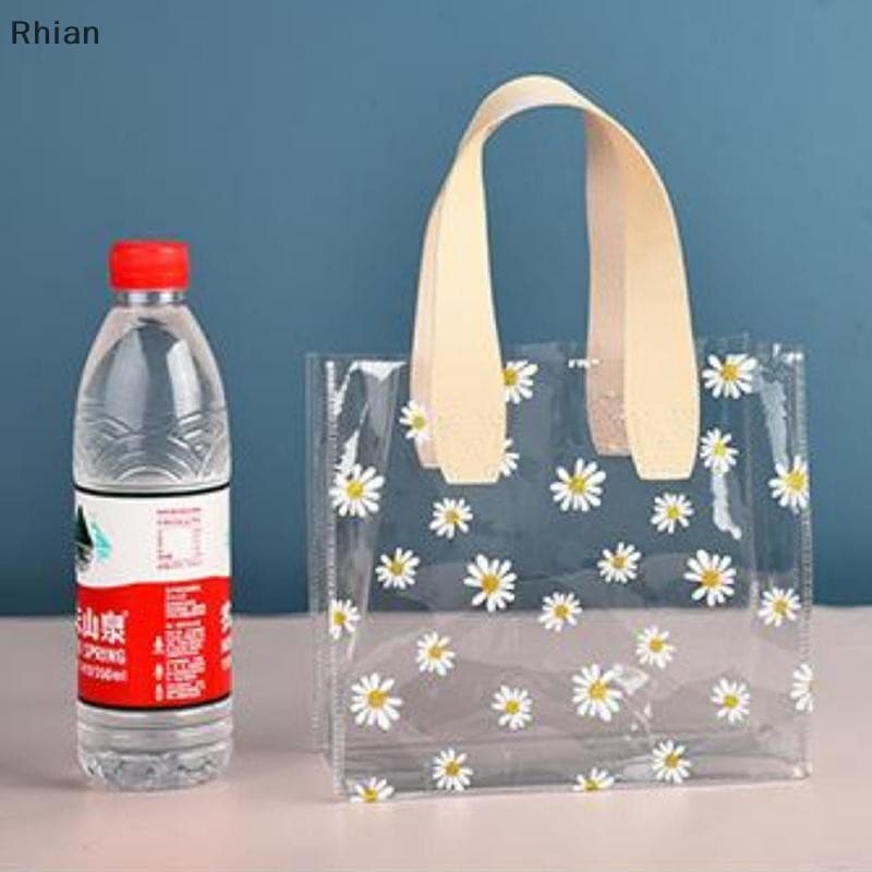 Bolsa transparente de grande capacidade, cor sólida, simples e moderna, com estampa de margaridas, pagamento na entrega.
