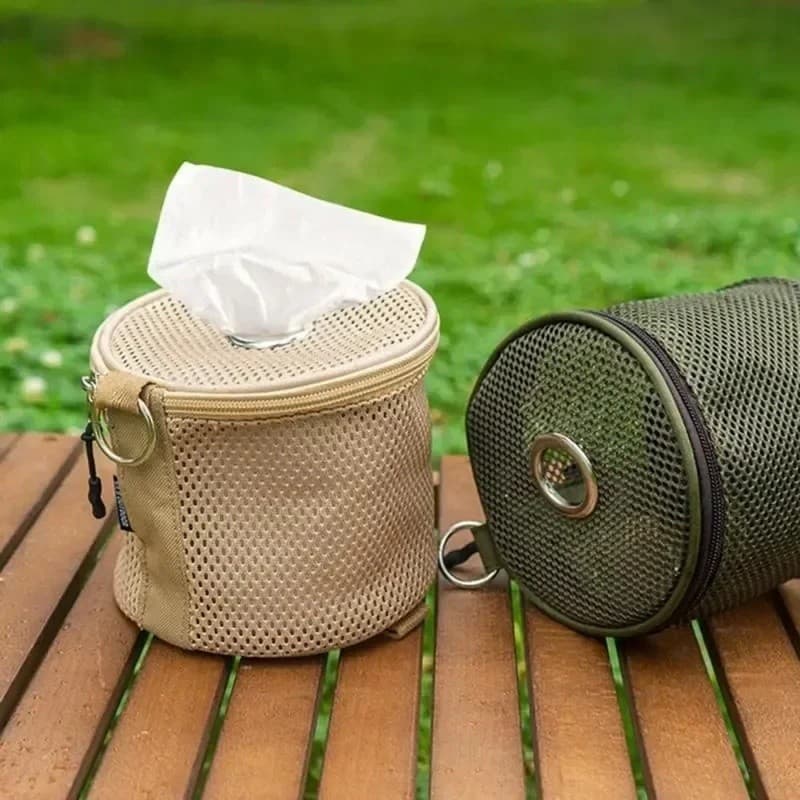 Bolsa de armazenamento de papel higiênico para camping ao ar livre com gancho, suporte portátil para lenços, suporte par