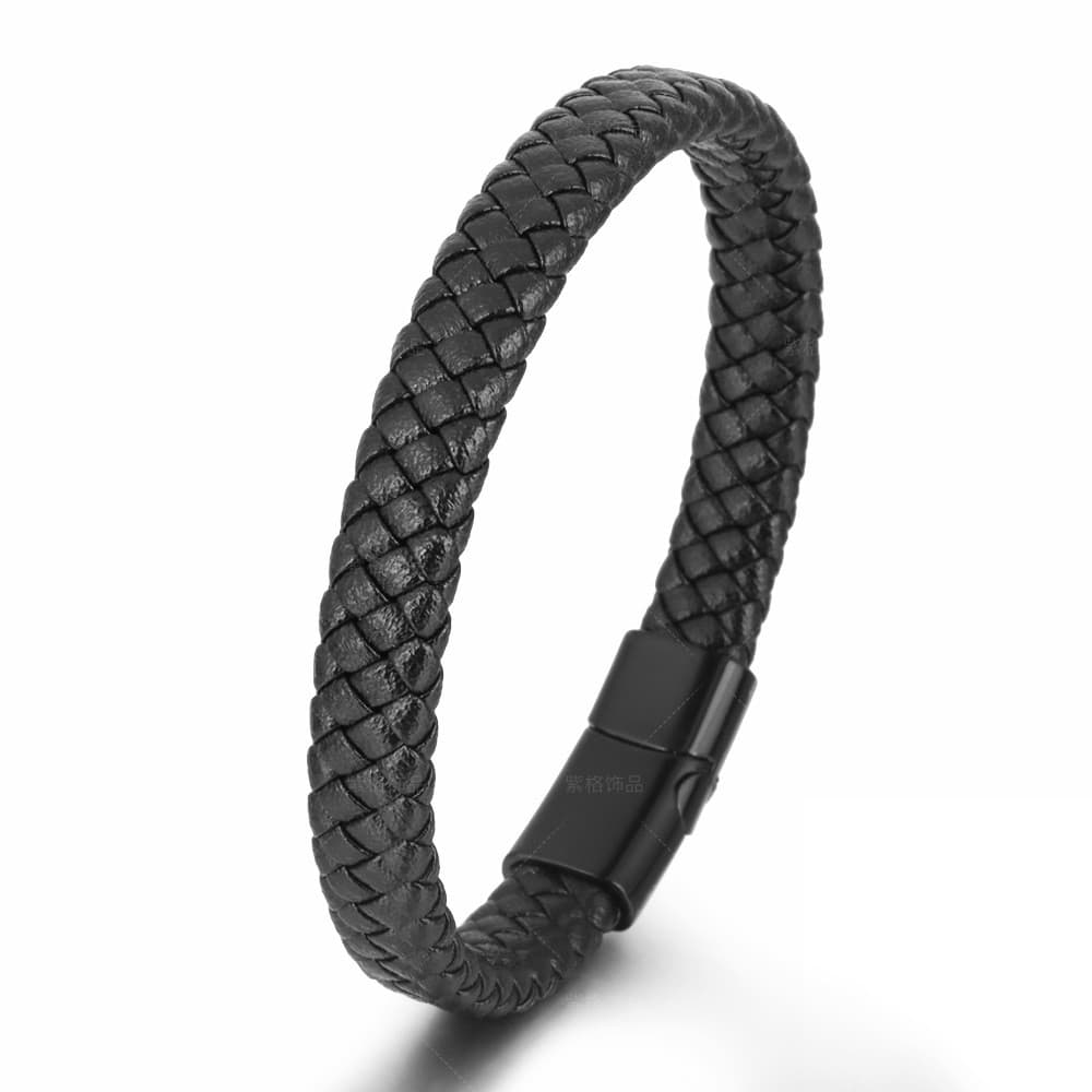 Pulseira de couro de vaca trançada vintage feita à mão, joia de corda de liga para homens MOJW
