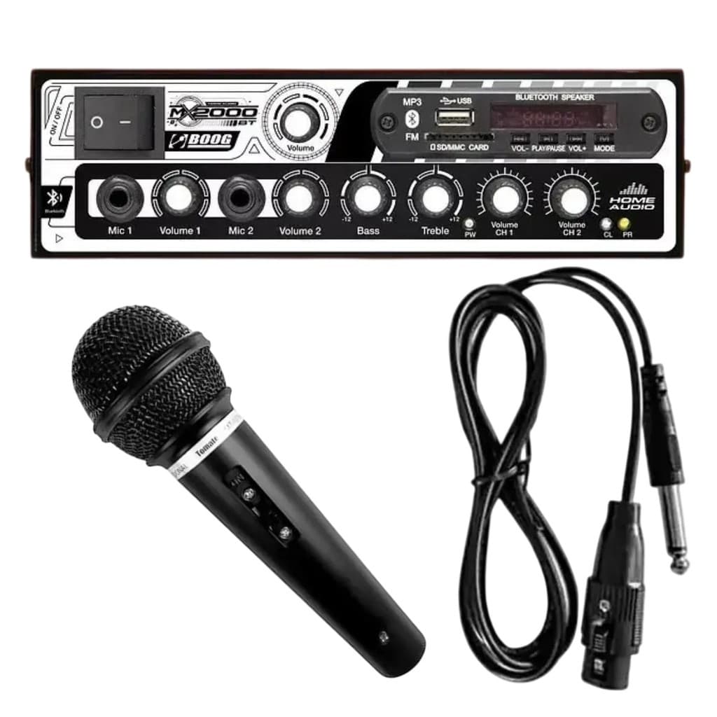 Mixer Amplificado MX2000 Som Automotivo Bluetooth Com Microfone 12V