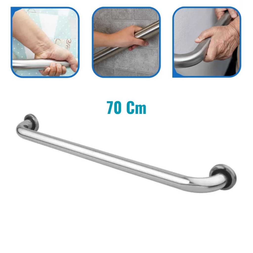 Alça Barra De Apoio  Aço Inox 70Cm Idoso Deficiente SUPORTE Parede CORRIMAO BANHEIRO