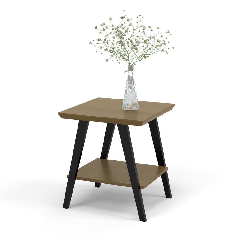 Mesa Lateral Davi Freijo com pés em madeira Preto