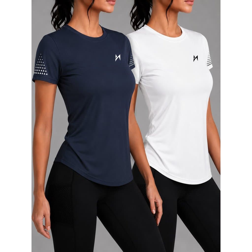 Kit 2 Camisetas Femininas Dry Fit Academia Fitness Esportiva Leve Confortável 100% Poliéster