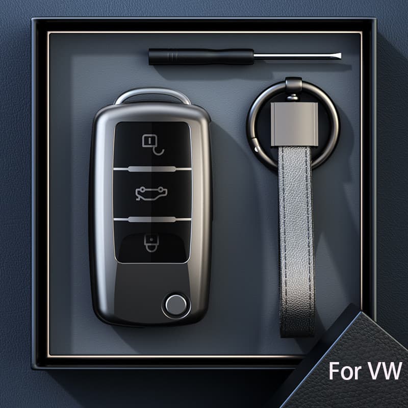 Capa de Chave de Carro em Cinza Titânio para VW Volkswagen Polo Tiguan Passat B5 B6 B7 Golf MK6 Jetta Lavida Skoda Octav