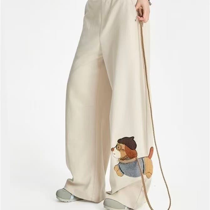 Calções estilo Xiaohongshu para passear com o cachorro com guia, calças de moletom casuais e versáteis de corte reto, ca