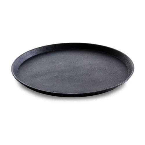 Bandeja Redonda Antiderrapante Preta 40cm Resistente Pratica Segura