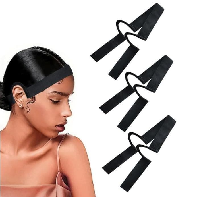 3 peças de faixas de fixação para lace, faixas elásticas para perucas - Faixa de fixação para lace para alisar as bordas