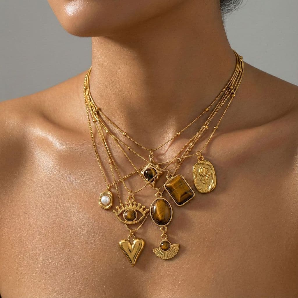 Colar com pingente de cruz de ouro 18K em aço inoxidável simples diamante borboleta formato de cobra corrente de clavícu
