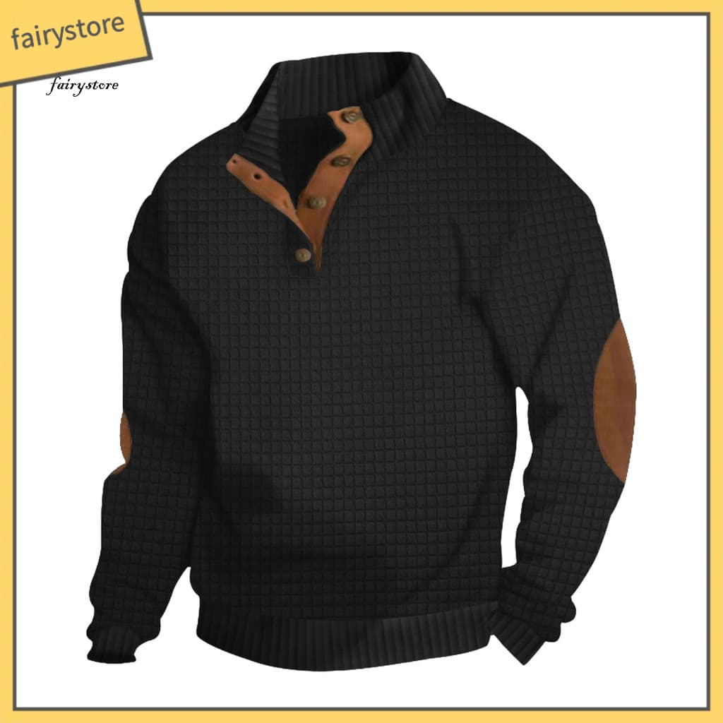 KDFS-Moletom Masculino Com Bloco De Cores , Casual De Retalhos Punhos Elásticos , Gola Alta , Mangas Compridas , Botões