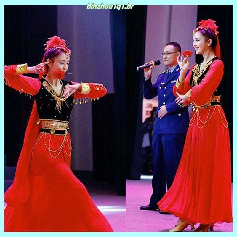 Tong Liya mesmo estilo Xinjiang Weiwuwei dança Er traje de dança nacional exame de arte feminino minoria étnica abertura