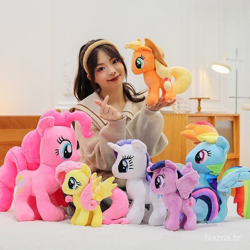 Boneco de Pelúcia Macio da Série My Little Pony de 30cm, Brinquedo de Desenho Animado Twilight Sparkle e Fluttershy