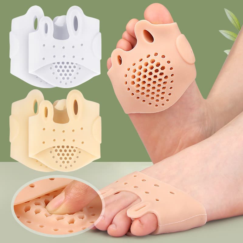 Divisor de dedo do pé valgo de polegar de furo duplo com furo pé engrossado absorção de choque massagem antepé almofada