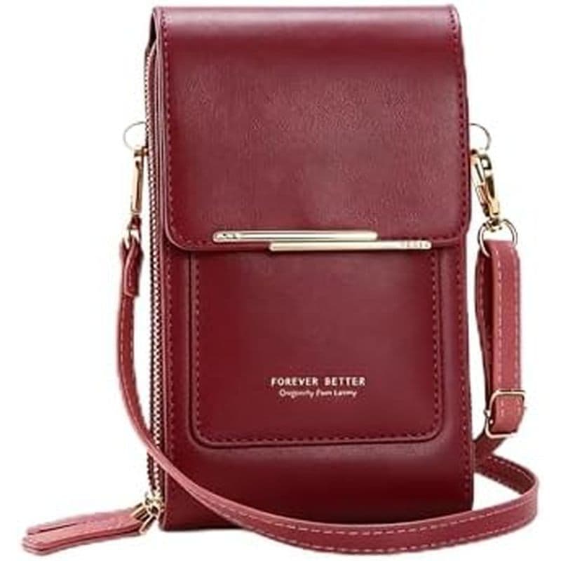 Bolsas Crossbody Para Telefone Com Tela Sensível Ao Toque Mulheres , Bolsa Mensageiro De Couro PU Antirroubo , Carteira
