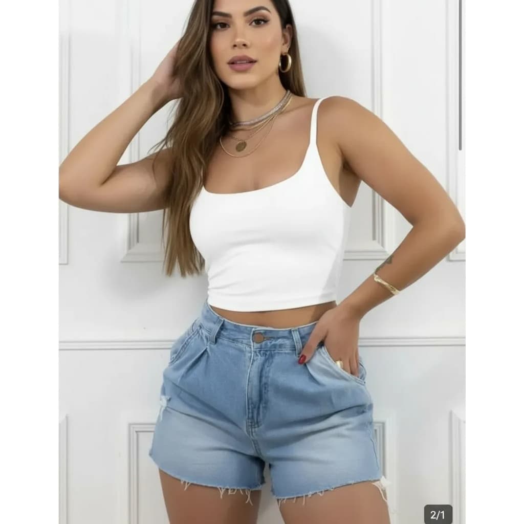 Regata Cropped Suplex Feminina Básica Justa Verão