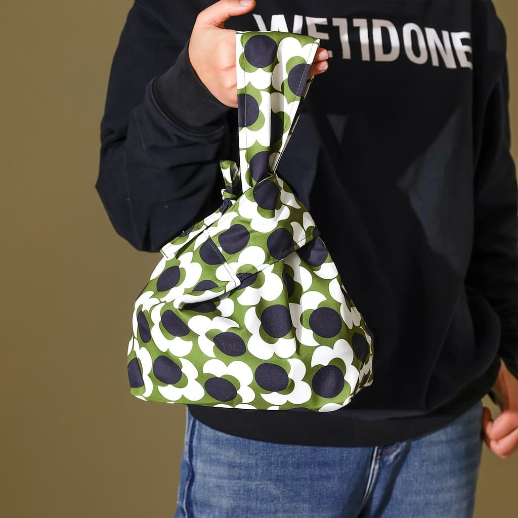 1 unidade de Bolsa Bento Japonesa Floral de Grande Capacidade, Bolsa de Compras Portátil, Multifuncional, Adequada para