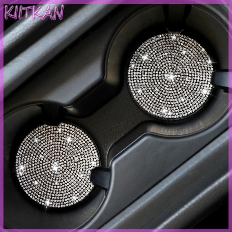 KIITK Suporte Copo Borracha Antiderrapante Para Carro, Tapete Strass Brilhantes, Porta-Copos Colocação Segur
