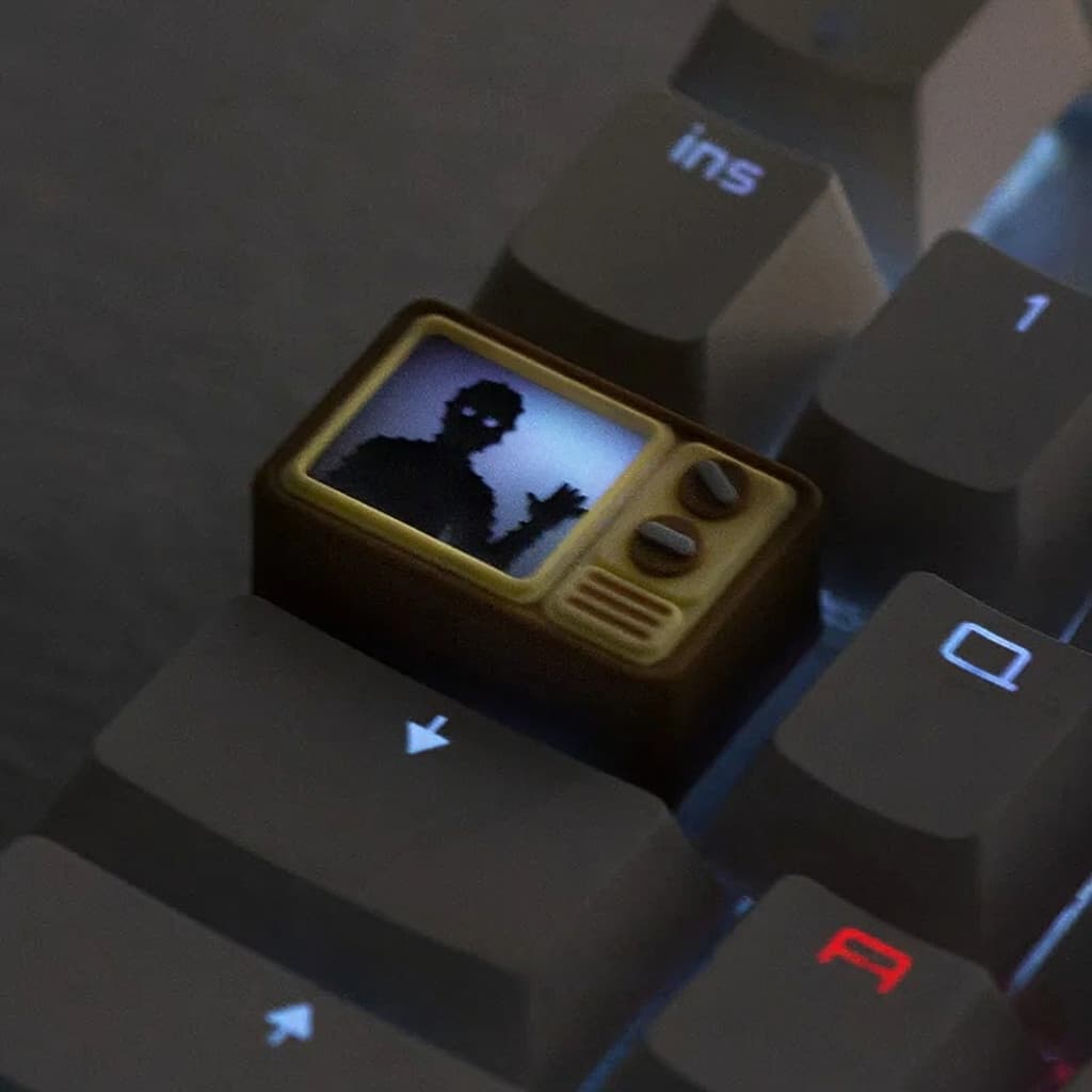 Bordado lago transparente TV único Keycap único criativo resina teclado mecânico boné personalizado ESC presente