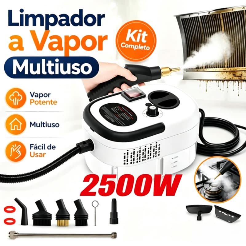 Máquina de Limpeza a Vapor 2500W Alta Pressão Portátil Remove Gordura Cozinha Banheiro Carro Sofá 110V