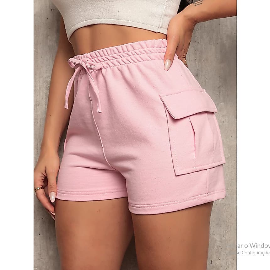 Kit 5 shorts Cargo Feminino Moletinho bolsos laterais moda feminina tendência confortável 2025
