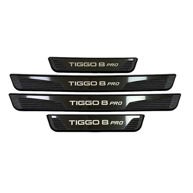 Aço Inoxidável Guarnição de Soleira Proteção de Porta de Carro para Chery Tiggo 8 Pro, Conjunto de 4 peças